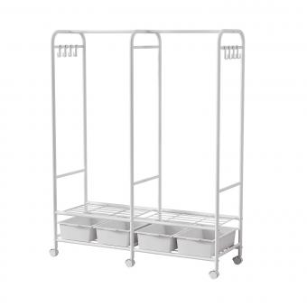 2024 New Durable Garment Rack Clothes Rack With 4 Plastic Boxes